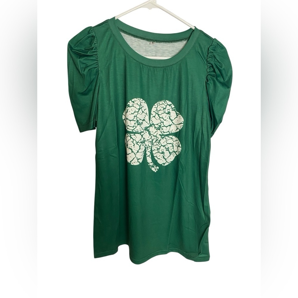 Green Women's Top with Clover Design